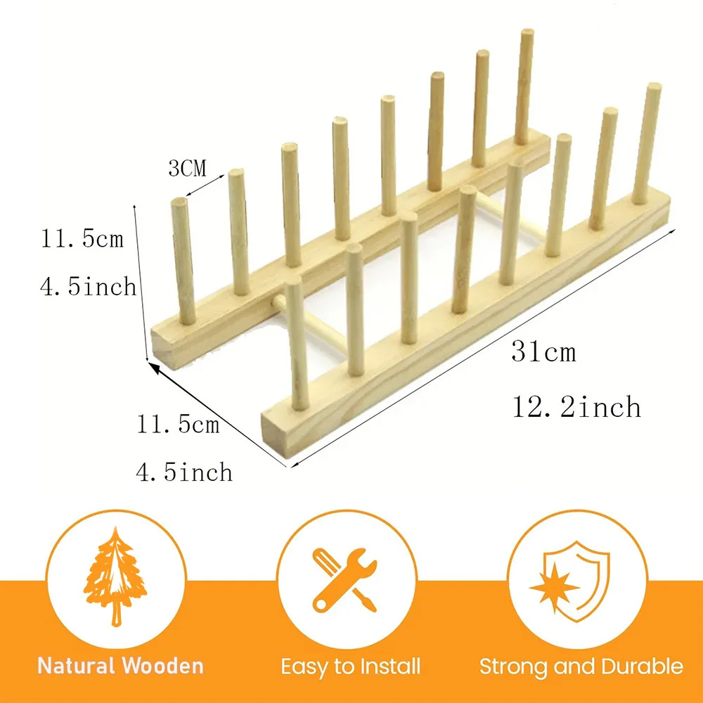 Geschirrständer aus Holz, Tellerständer, Topfdeckelhalter, Küchenschrank-Organizer für Tasse, Schneidebrett, Schüssel, Wäscheständer und mehr