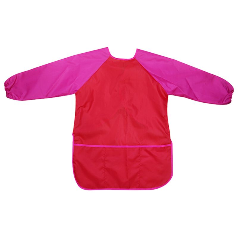 Kids Waterproof Long Sleeve Art Craft Drawing Painting Smock Apron Children: L / Red