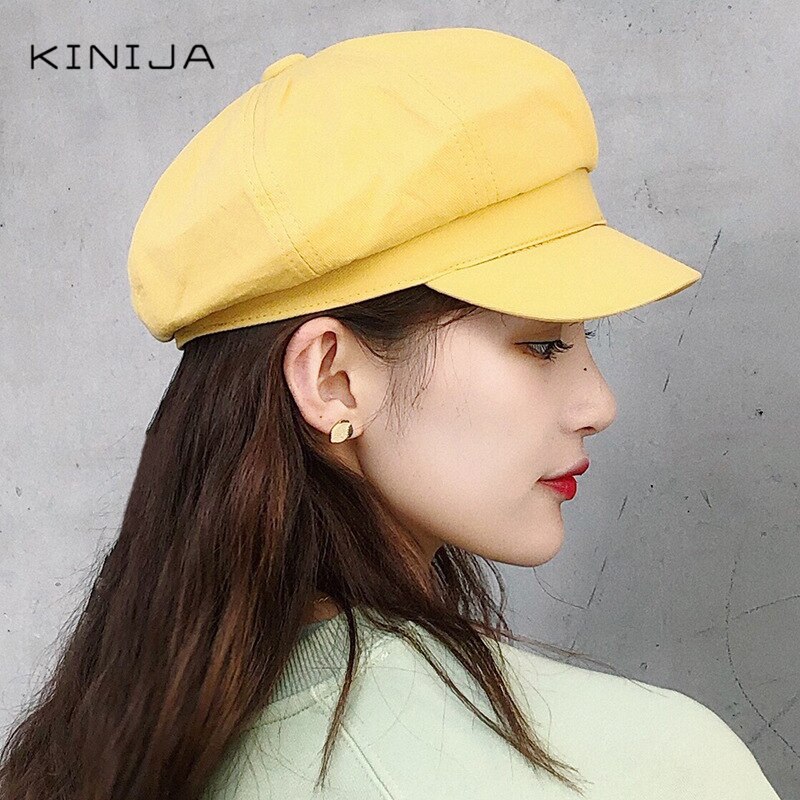 Kvinnlig platt basker vår höst tunn sektion söt åttakantig hatt söt shopping resor vild hatt målare hatt kvinnor tidningspojke keps