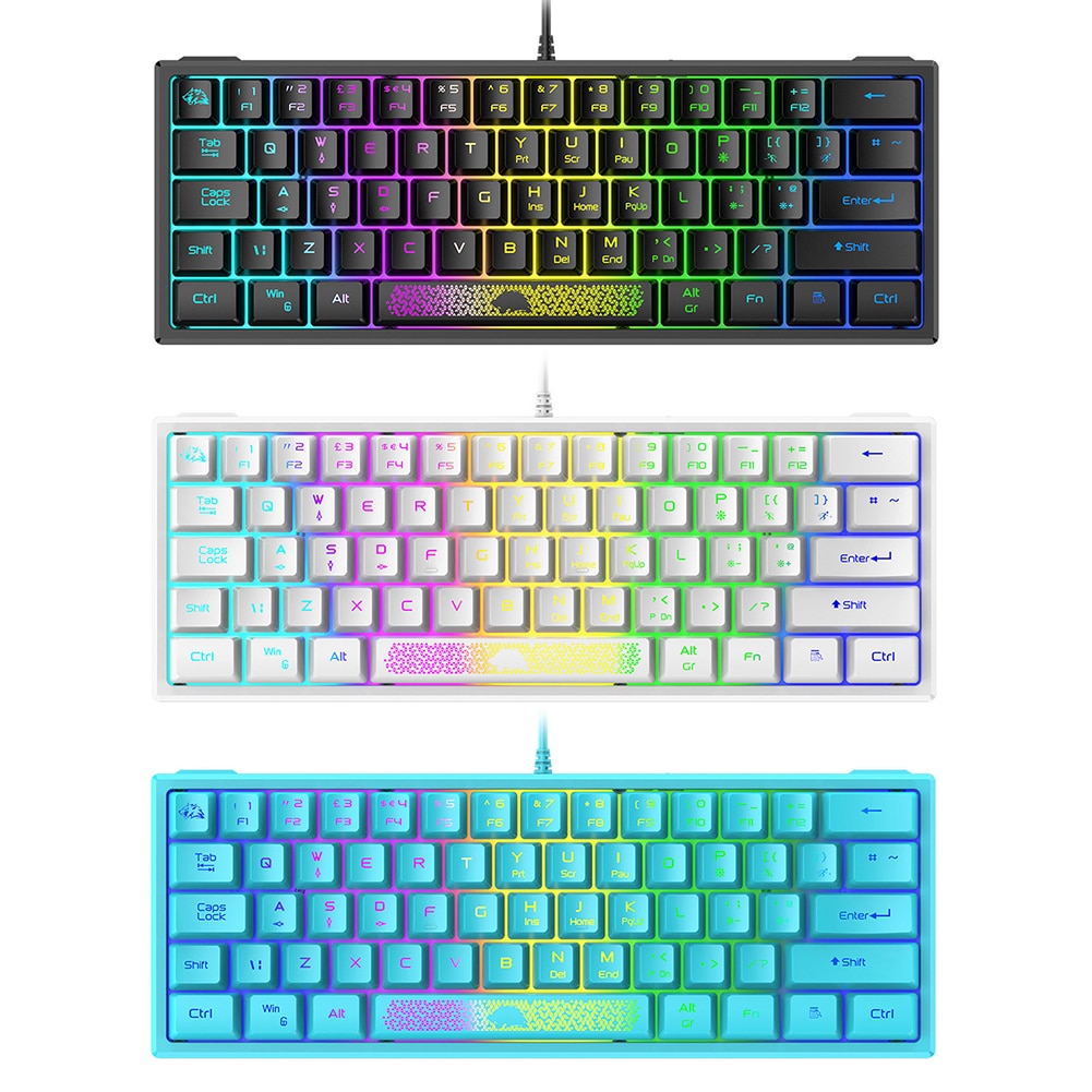 Percent RGB Backlit Wired Keyboard 62 Keys Ergonomic Office PC Gaming Keyboard Portable Office Game