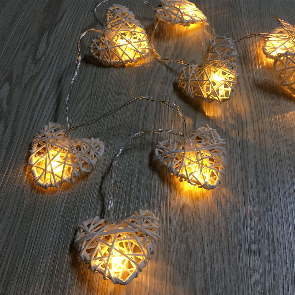 10/20/40 led rotan hart lichtsnoer op batterijen kerstverlichting voor #39 bruiloft decoratie