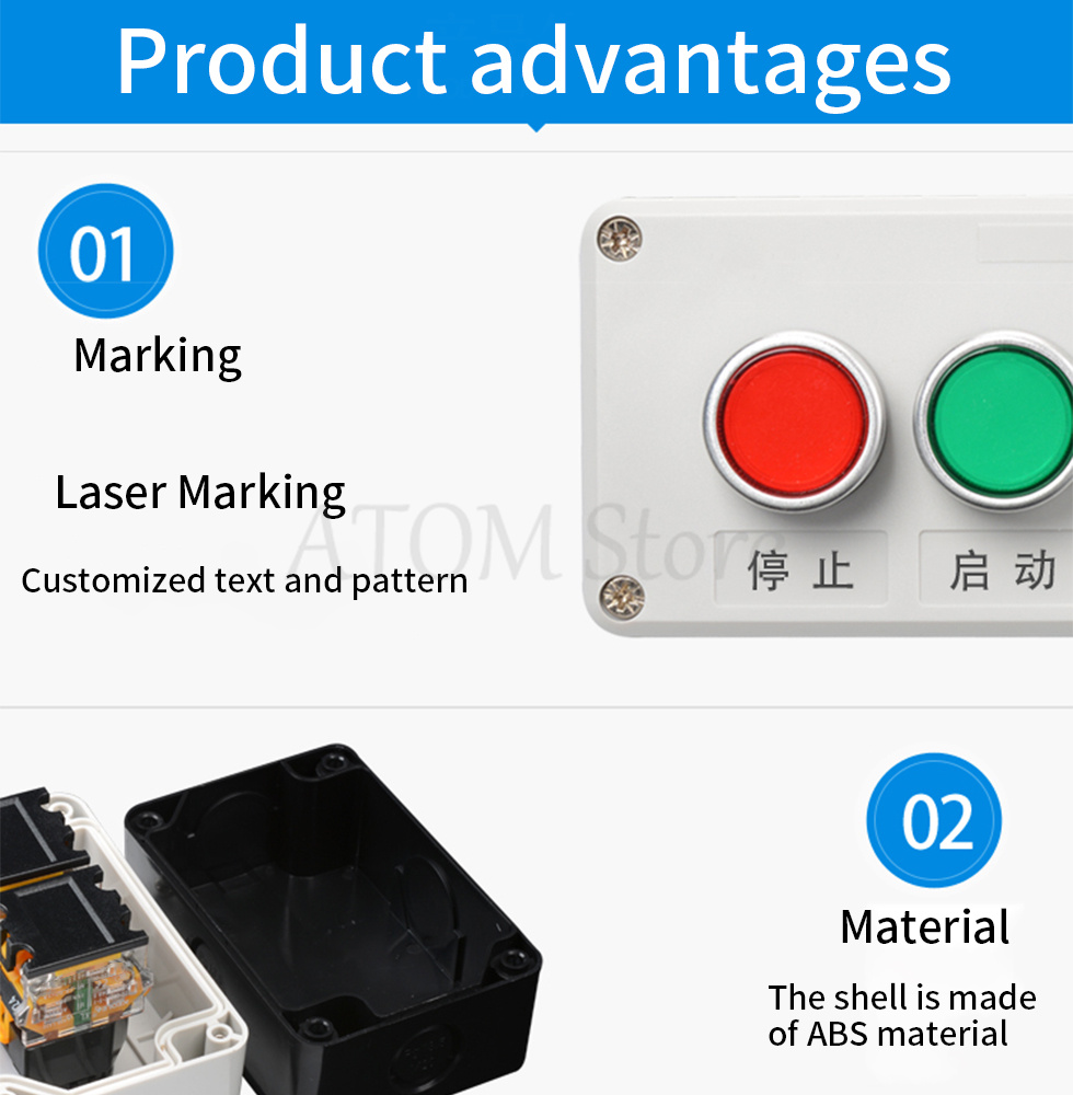 Button switch control box emergency stop waterproof button indicator box plastic start electric box