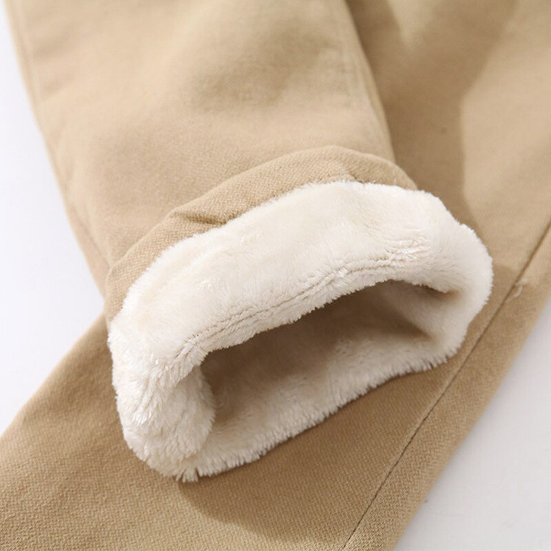 Baby Boy Trousers Autumn Winter Casual Baby Pants Solid Elastic Waist Velvet Thick Warm Children Clothes For 2-6Y