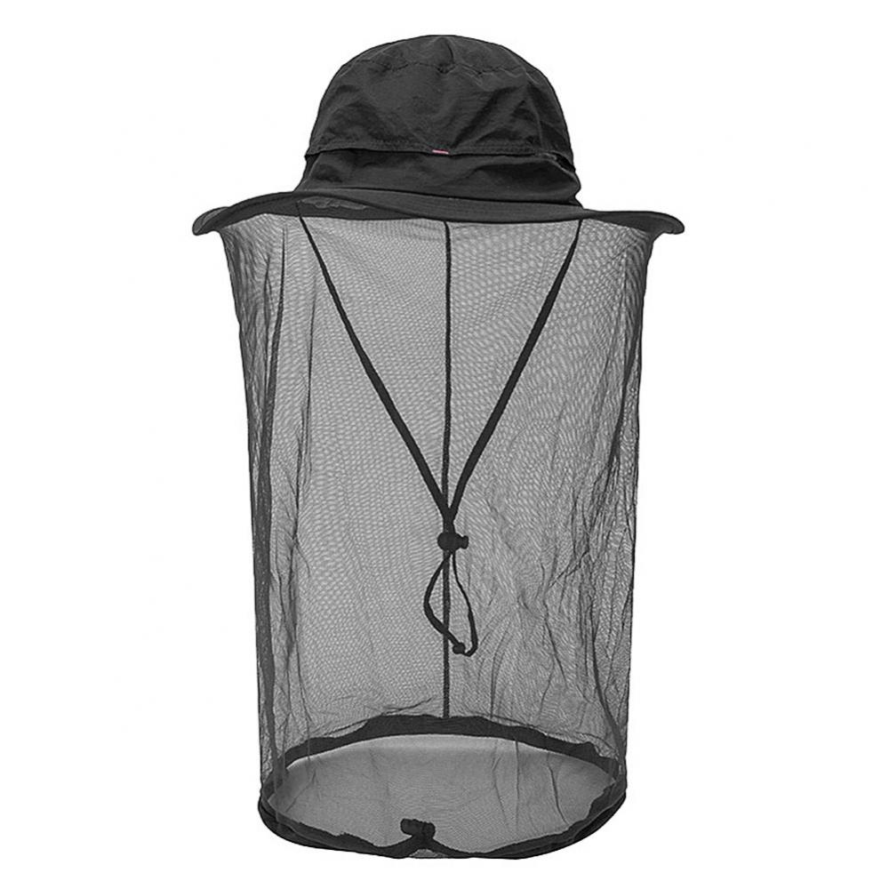 Sombrero de apicultura Unisex, malla mosquitera, máscara de red antimosquitos, antiinsectos, cabeza, máscara de protección facial, gorra de pesca al aire libre: Black