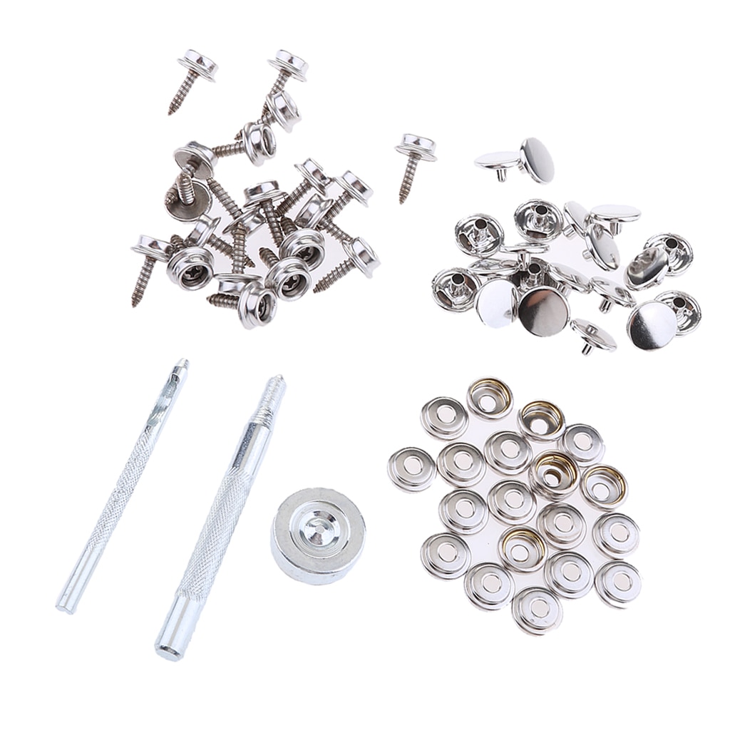 63 Pieces Marine Boat Canvas Snap Cover Fastening Fastener 15mm Screw Studs Repair Kit