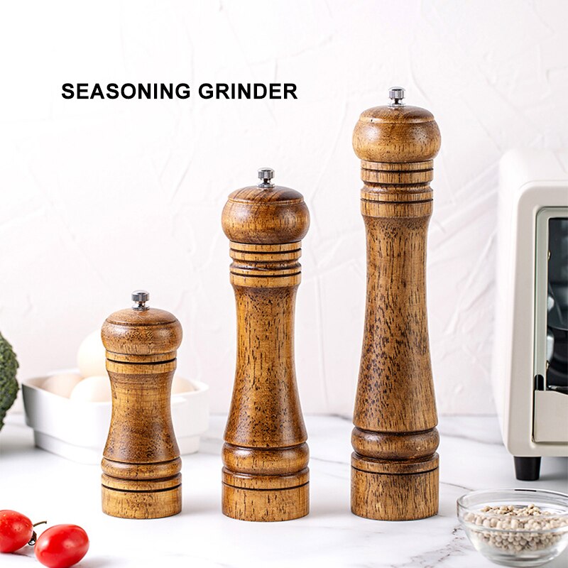 Houten mini-zout- en pepermolensets, kleine verstelbare grofheid keramische zoutmolen draagbare handige kruidenpeper kleine molenschudder ideaal voor barbecue, kamperen, buiten