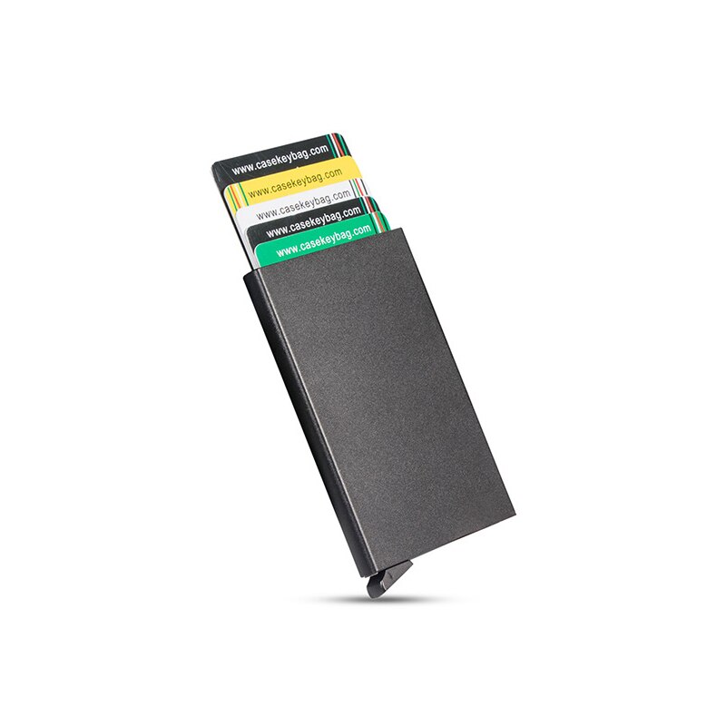 Slim Anti Protect Credit Card Holder Women Rfid Wallet Aluminum Case Porte Carte Men Travel ID Cardholder: Black