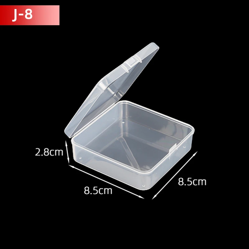 Caja de almacenamiento de PP, Mini contenedor de caja de plástico transparente, caja de embalaje rectangular cuadrada para joyería, cuentas, artículos pequeños, 5 uds./10 Uds.: M / Naranja