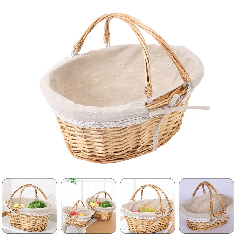 Cesta de mimbre tejida para niñas, cesta de flores para niños, de Picnic, almacenamiento para niños, sauce para niñas de boda