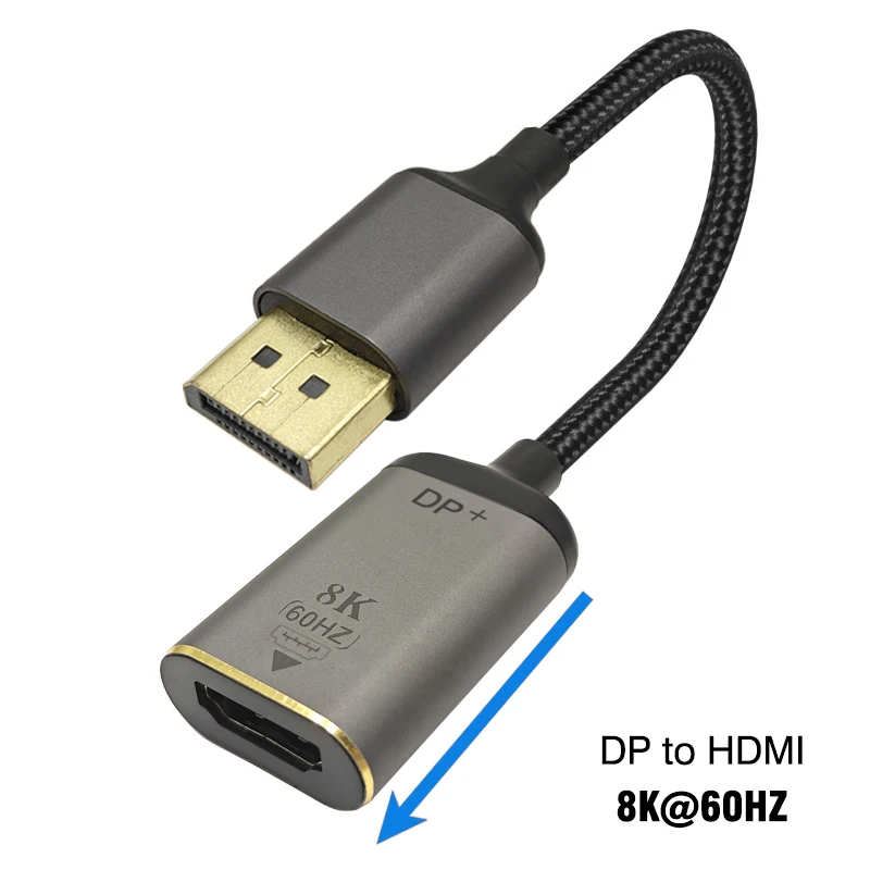 DP1.4 zu HDMI2.1 Kabel Mini DP 1.2 zu HDMI 2.0 Video Adapter 4K@60Hz 8K@60Hz DisplayPort Adapter für PC Laptop Projektor Monitor: WEISS