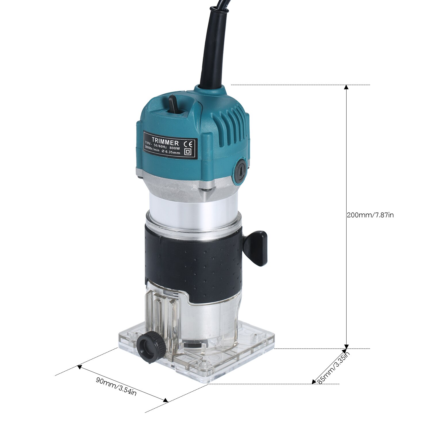 800W Hout Elektrische Trimmer 30000r/Min Hout Frezen Elektrische Trimmer Met Base Edge Gids Hout Laminaat Compact Palm router