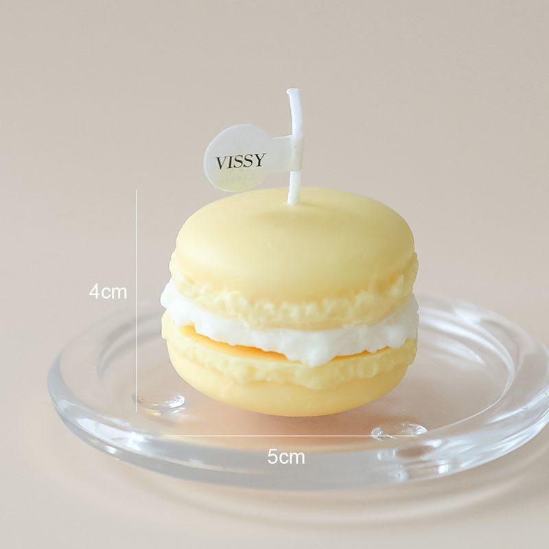 Velas perfumadas de cera hechas a mano para decoración de dormitorio, macarrones, accesorios para fiestas, de cumpleaños: YELLOW