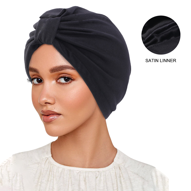 Chapeau turban musulman pour femme, hijab musulman, casquette de chimio contre le cancer, perte de cheveux islamique, écharpe de tête, doublure en satin, casquette arabe,
