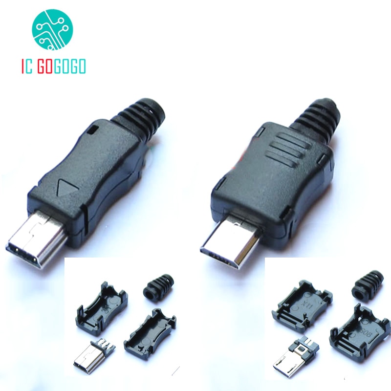 10 stks Mini Micro USB Mannelijk Connector Plug Interface DIY Kits Datakabel Opladen Draad Terminal Blok Adapter Charger Socket