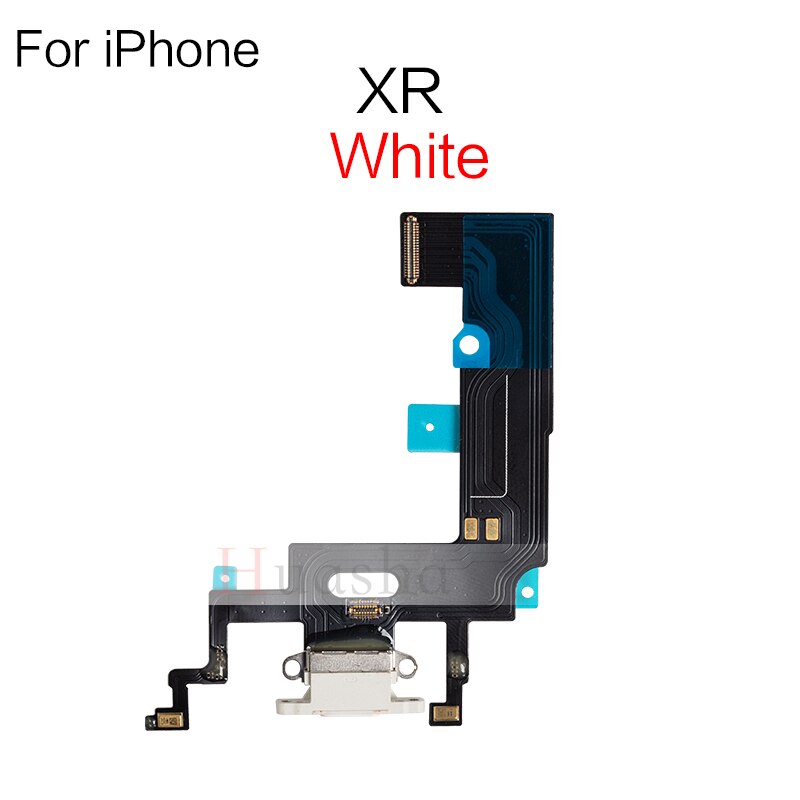 Connecteur de chargeur USB pour iPhone 7 8 Plus X XR XS max, câble flexible avec Microphone et prise Audio pour casque, 1 pièce: XR White