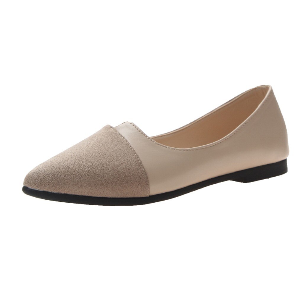 Sagace splice color platte sandalen voor meisjes met puntige neus, ballerina's, platte ballerina's, instappers voor dames, zomersandalen voor dames.: Khaki / 35