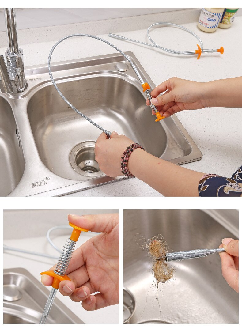 85cm Flexible Spring Pipe Dredging Bend Tool Long Sink Claw Grabber Pickup Snake Cable Aid Grab Trash Drain Unclog Hair Sink