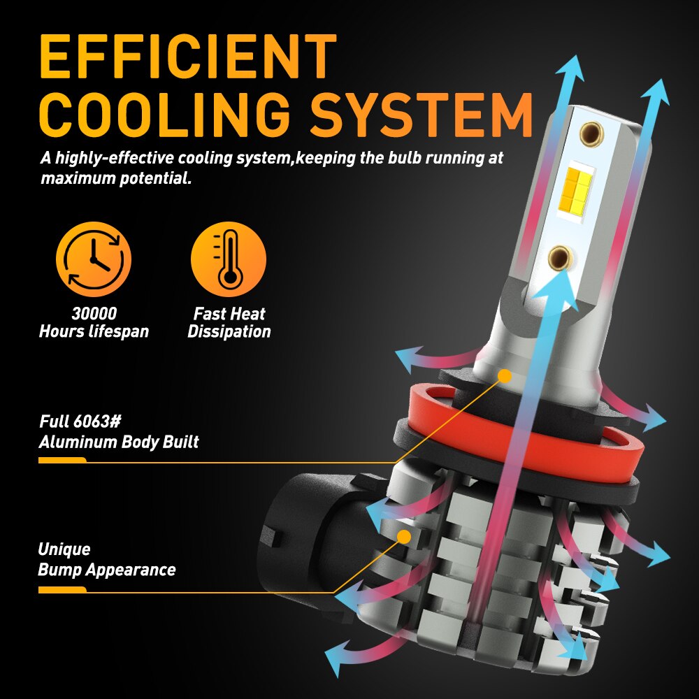 OXILAM 2X H11 H8 Car LED Bulbs Dual Color Driving Lamp Fog Light Bulb For Chevrolet Cruze Camaro Sonic Spark Equinox