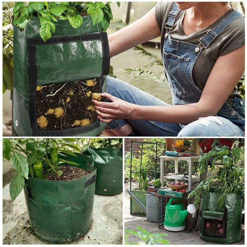 Potatis odla behållare påse grönsaks uteplats tomatsäck planter trädgårdsarbete tjockna planterings kruka hållbara frö trädgårdsredskap