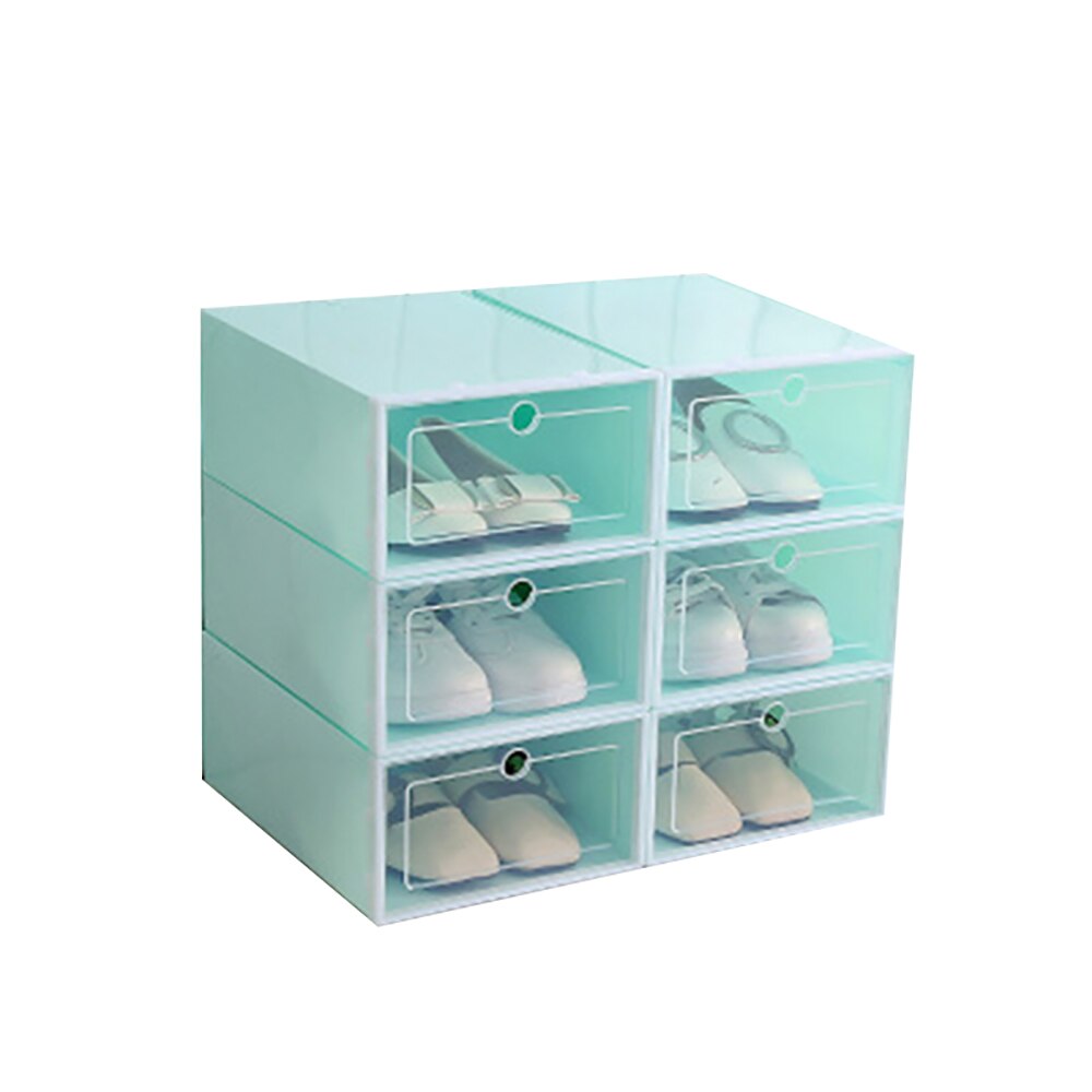 6 Stks/partij Schoenen Rek Plastic Stapelbare Schoenendozen Schoenendoos Schoen Organisator Voor Hoge Hakken Sneakers Opslag Schoenen Lades: groene kleur