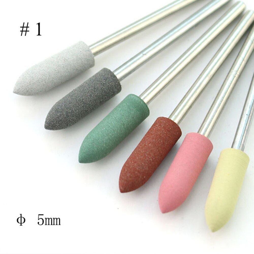 Juego de fresas rotativas de silicona para uñas, juego de 6 brocas de colores para limpieza de cutículas y pedicura, accesorio de la máquina para manicura