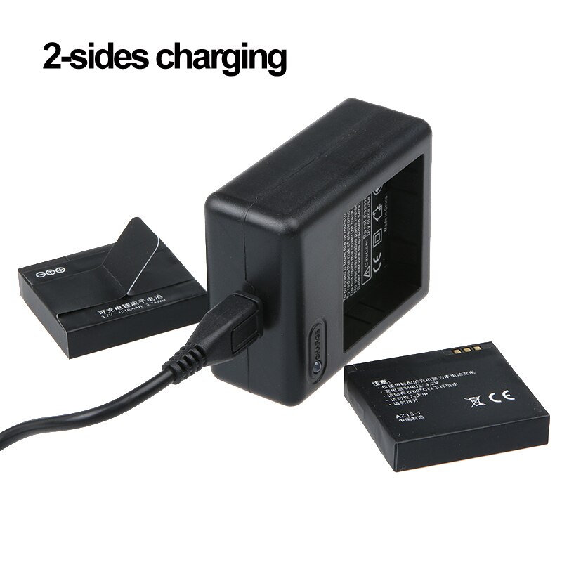 til xiaomi yi kamera 1010 mah  az13-1 batteri 5 stk + usb 2 sider lader til xiaoyi handling kamera xiaomi yi tilbehør