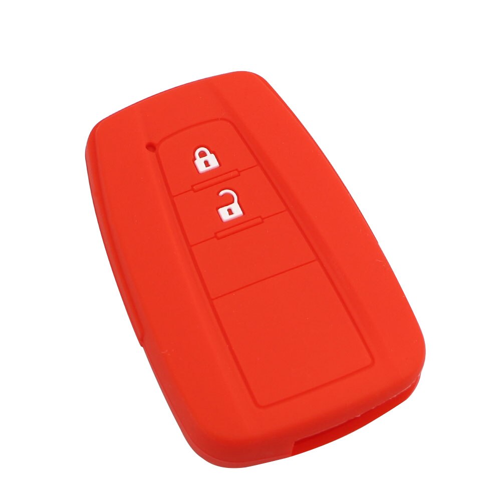 Carmilla Silicone Car Key Fob Cover Case for Toyota C-HR CHR Camry Prius Prado - 2 3 Buttons Remote Keyless Protector: 2 Button Red