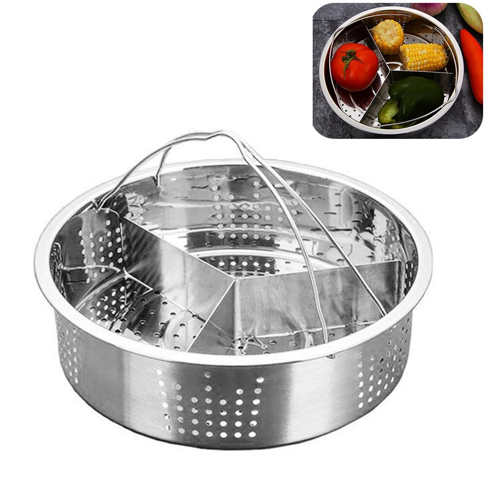 Removable Stainless Steel Divider Pot Accessories Separator Vegetables Cooking Grid Basket Trio Separator Set With Handle