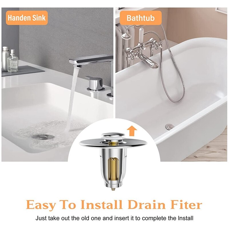 Upgraded Bathroom Sink Plug Strainer Up Bathtub Drain Universal Stopper Strainer Hair Catcher Anti Clogging