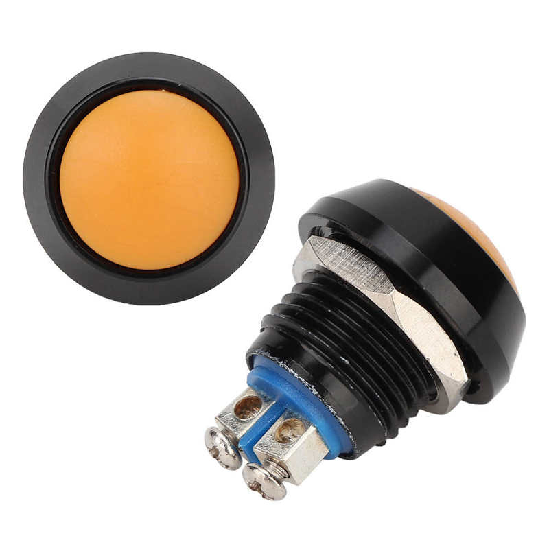 10-part push button waterproof metal momentary pushbutton self-reset yellow momentary pushbutton