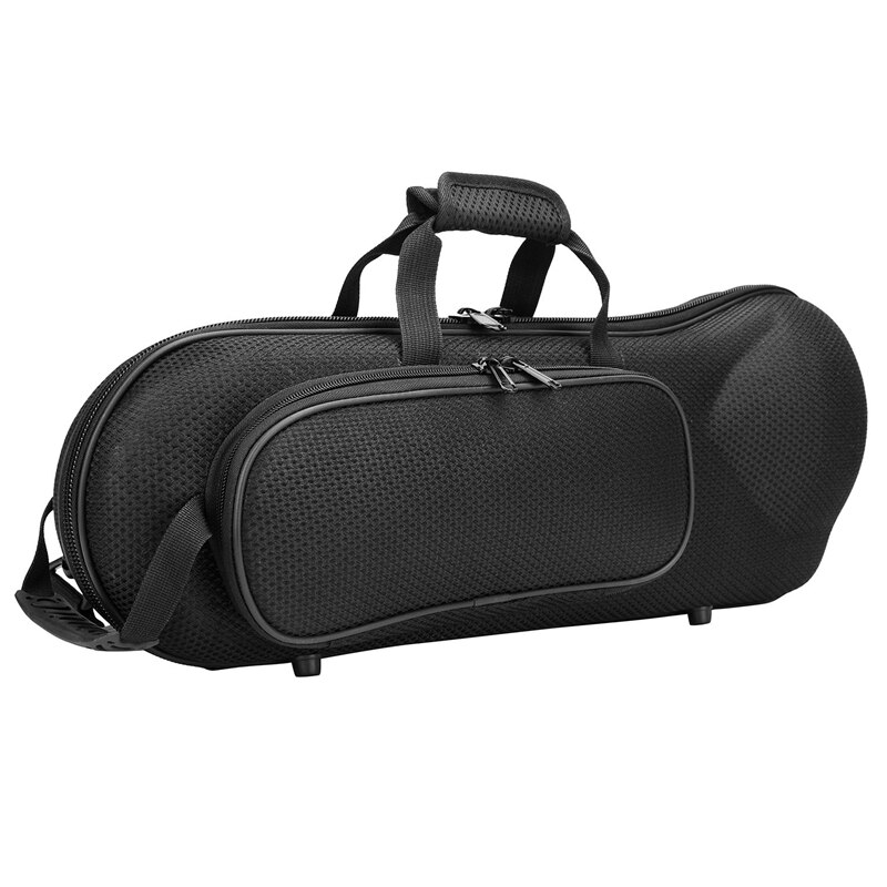 Trompet gigbag waterafstotend oxford doek zachte draagtas hard schuim katoen gevoerd met verstelbare schouderriem zwart: Default Title