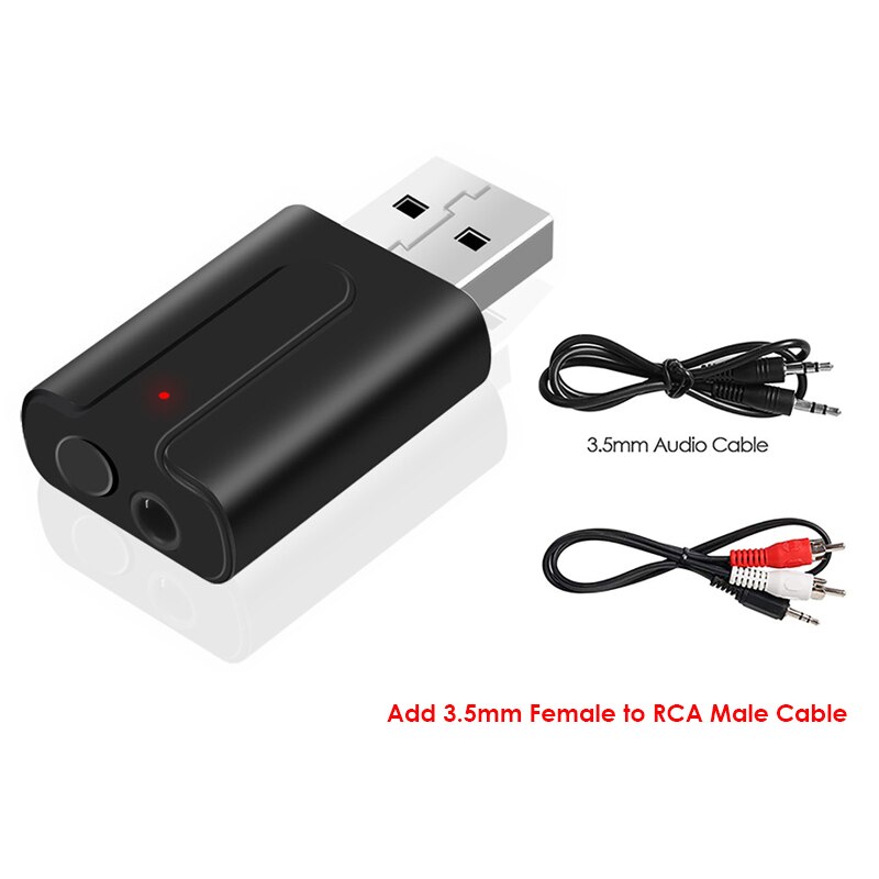 VIKEFON 2 In 1 Bluetooth Trasmettitore Ricevitore RCA AUX Stereo da 3.5mm di Musica TV Per Auto Bluetooth Audio Ricevitore USB Senza Fili adattatore: Add RCA Cable