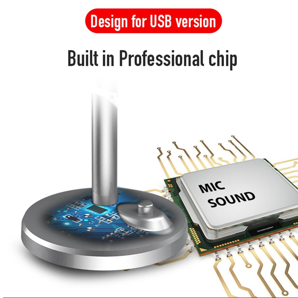 Condenser microphone Wired Studio HD Noise Tabletop USB 3.5mm Mircophone for Computer Retro Mic