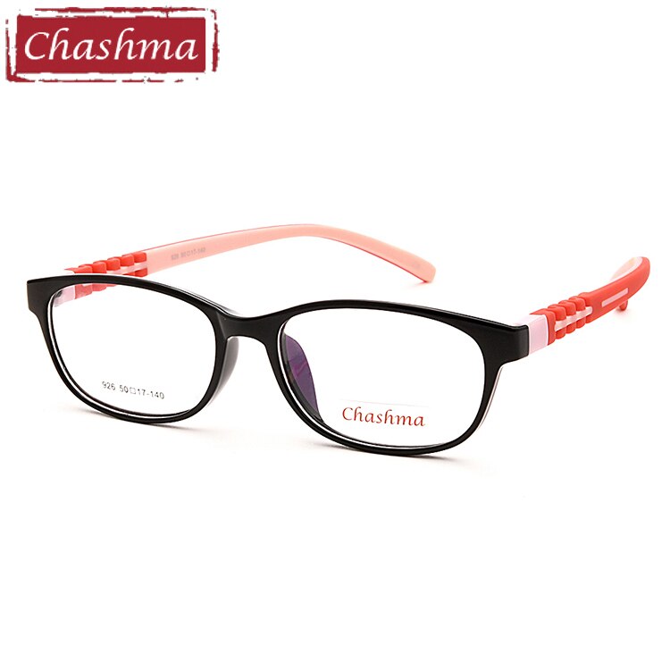 Chashma Brand Kids 8-12 Years Old Teens Girl Eyeglass Boy Glasses TR 90 Rubber Frames Prescrpiton Eyeglasses Frame Child: Black with Red