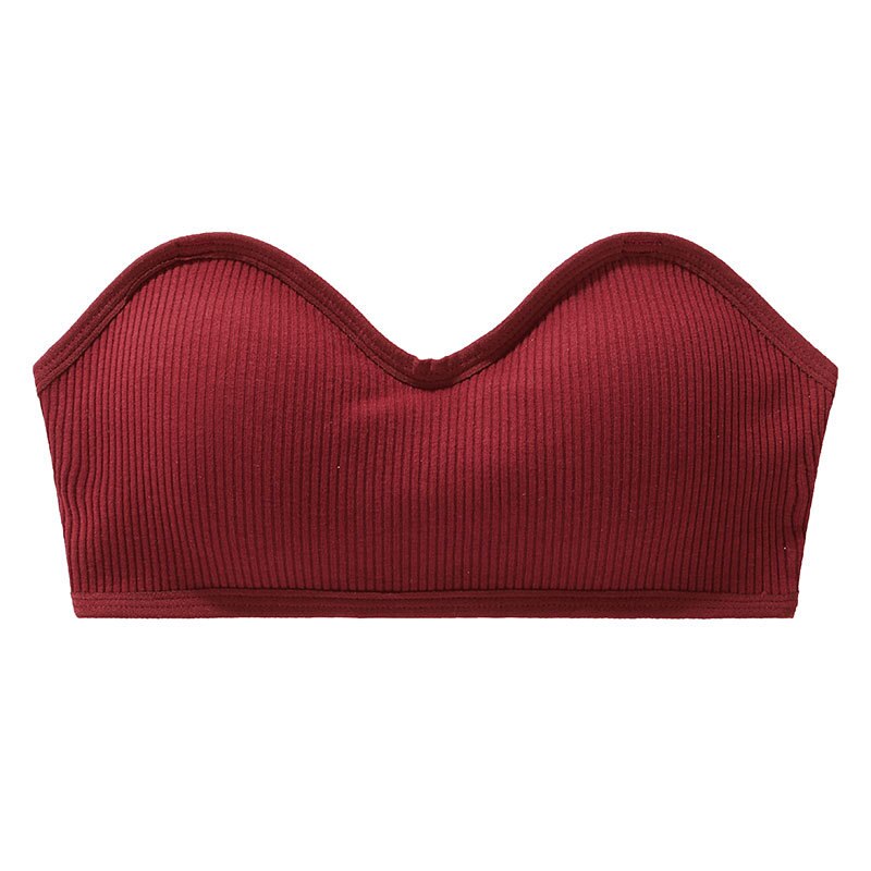 1PCs Sexy Strapless Top Women Tube Top Wrapped Bra Cropped Bandeau Top With Pad Stretchy Lingerie Girl Underwear Tube Tops: Red