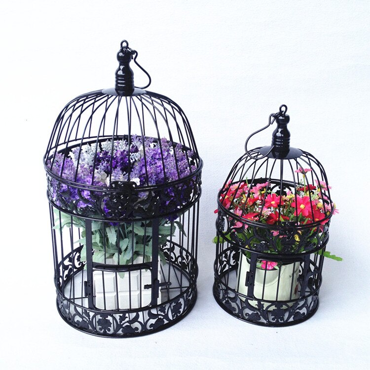 Cage à oiseaux en fer forgé blanc, décoration à la , cage à oiseaux suspendue