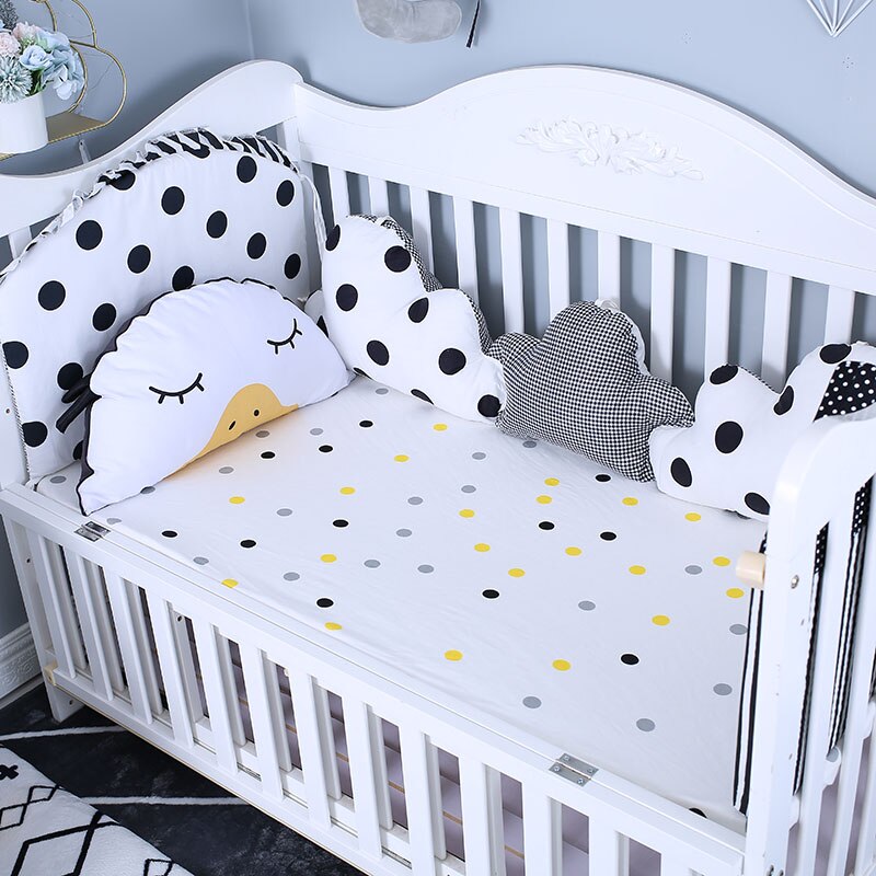130Cm * 70Cm 100% Katoenen Baby Laken Zachte Baby Bed Cover Gedrukt Pasgeboren Baby Beddengoed Hoeslaken kind Baby Sheet: Yellow dot