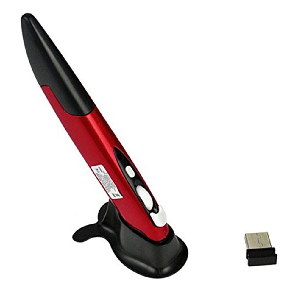 Souris optique sans fil USB 2.4GHz, original stylo optique, nouvelle souris à Air pratique en forme de stylo pour ordinateurs portables et tablettes PC: Rouge