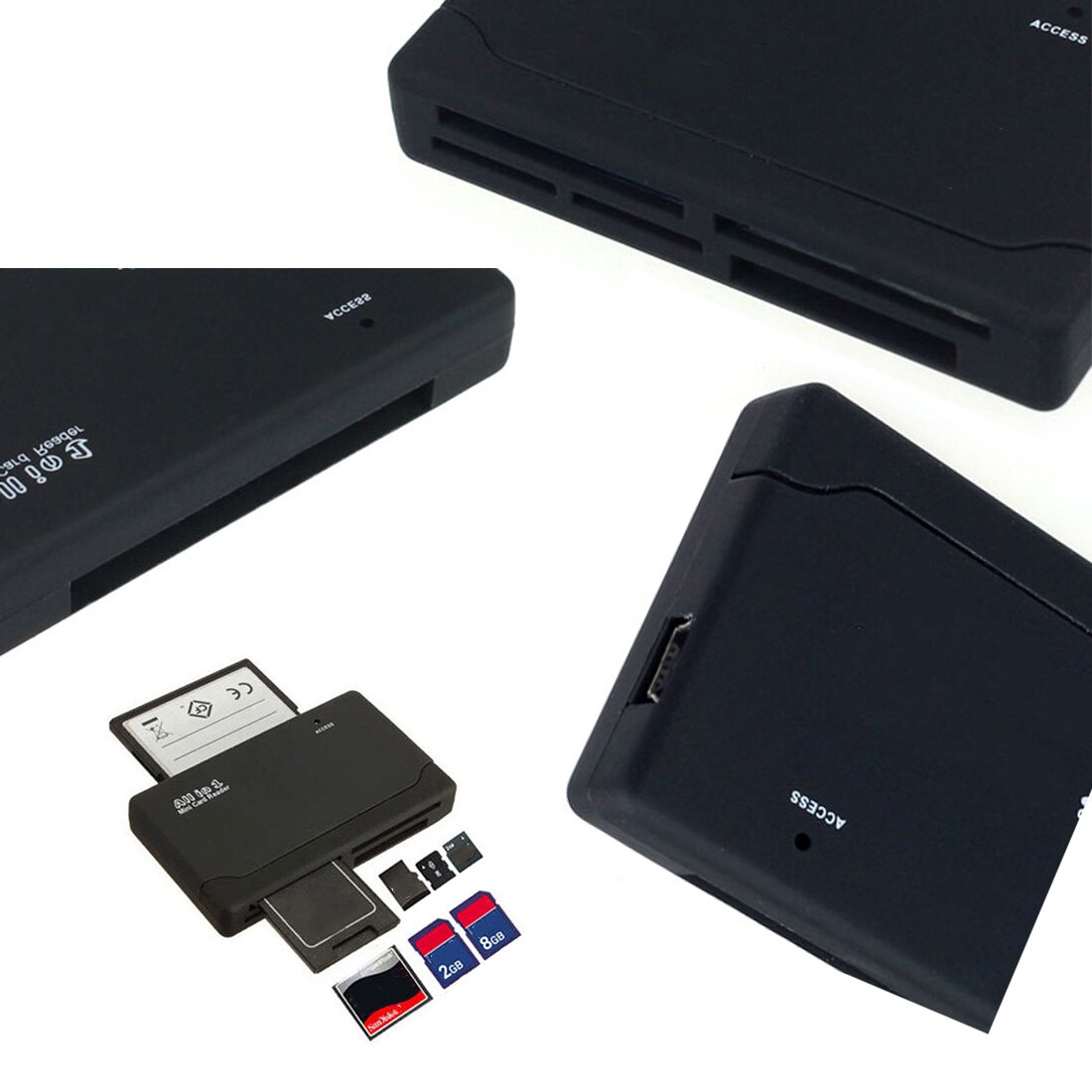 All in One Card Reader TF MS M2 XD CF Micro SD Carder Reader USB 2.0 480Mbps Card Reader Mini Memory Cardreader with Date Line