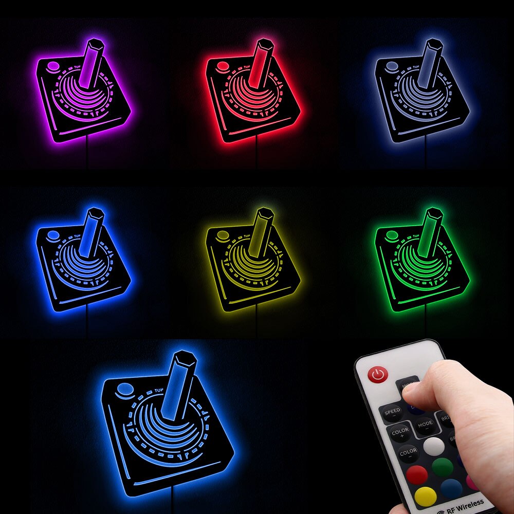 Klassieke Joystick Controller Wandlamp Retro Gamepad Lichtgevende Muur Spiegel Game Zone Jongen Kamer Led Verlichte Teken Sfeer Lamp