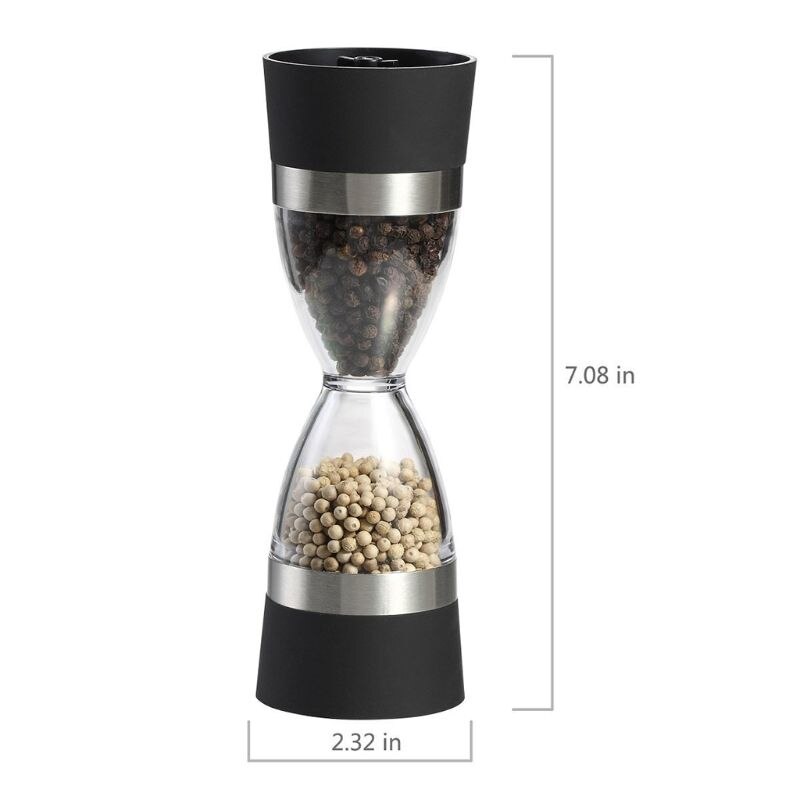 Dual Grind Pepper Salt Spice Seasonings Precision Grinder Mill Coarse To Fine Grain
