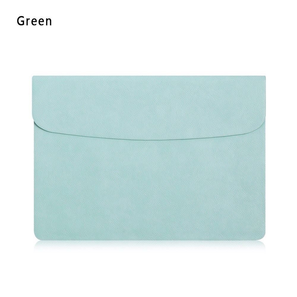 Lederen Laptop Sleeve Case Tas Cover Voor Macbook Air Pro Retina 11 12 13 15: green / 12 inch