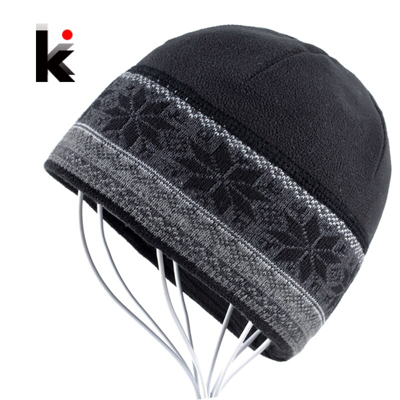 Herre skullies skating tykkere snøfnugg lue lue strikkede gutte luer panser luer vinter plysj lue luer for menn