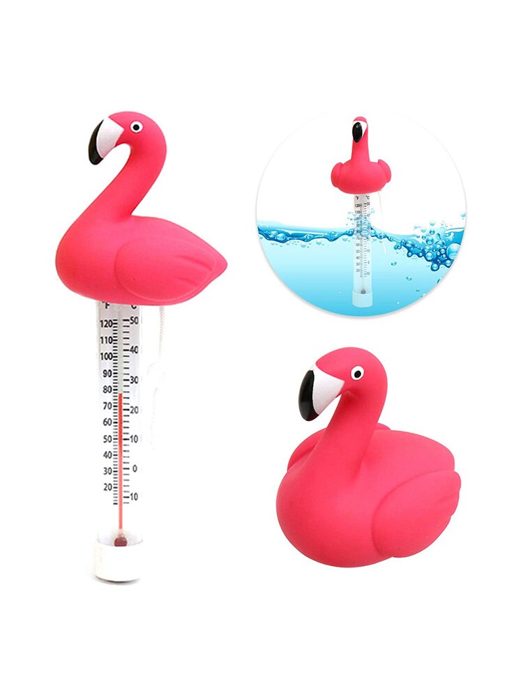 Water Thermometer Flamingo Floating Durable Swimming Pool Thermometer Cartoon Pond Temperature Monitor