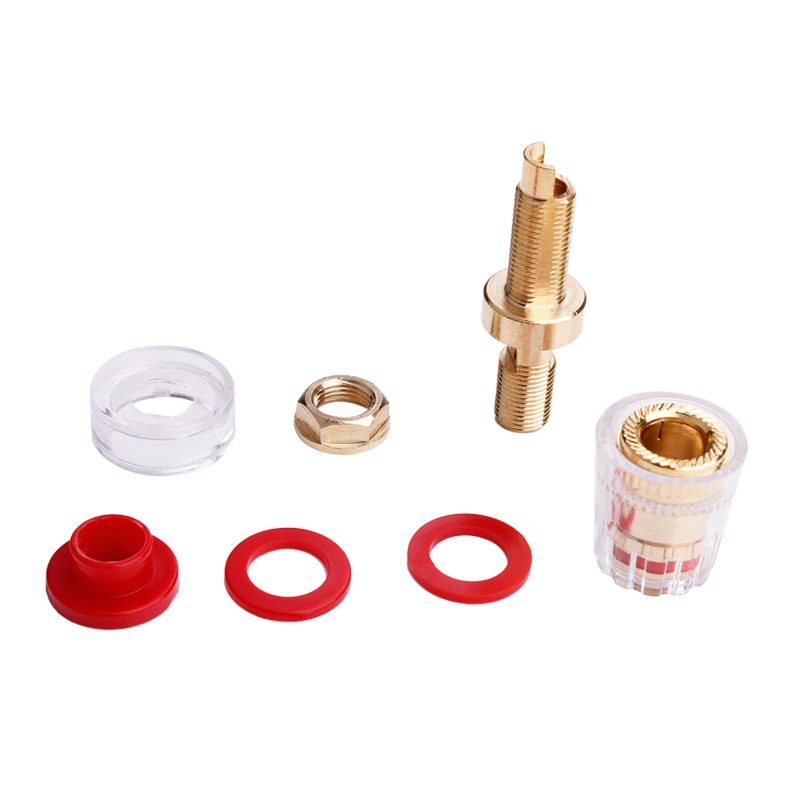YYTCG 4Pcs Brass Gold Plated 4MM Banana Plug Terminal Binding Post for Speaker Amplifier Red and Black