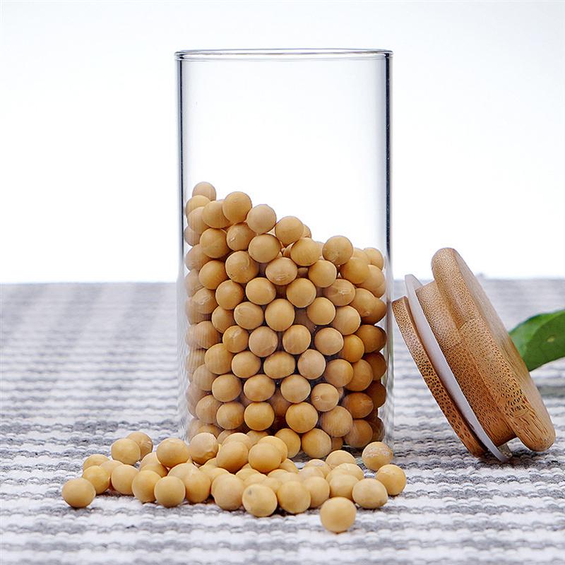 Frasco de vidrio con tapa de madera, recipiente sellado, contenedor de almacenamiento de alimentos para té suelto, café, sal, cocina, tarro de almacenamiento, botella organizadora