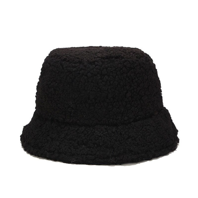 solide fourrure artificielle femme casquette fausse fourrure hiver seau chapeau pour les femmes en plein air crème solaire chapeau de soleil Panama dame casquette: Black
