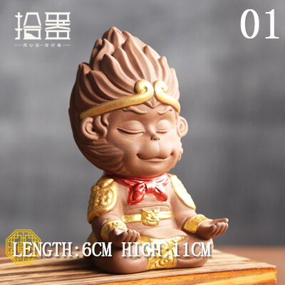 Zen boutique monkey king lilla ler te kæledyr kinesisk kung fu te sæt yixing te si kontor tilbehør dekoration: 01