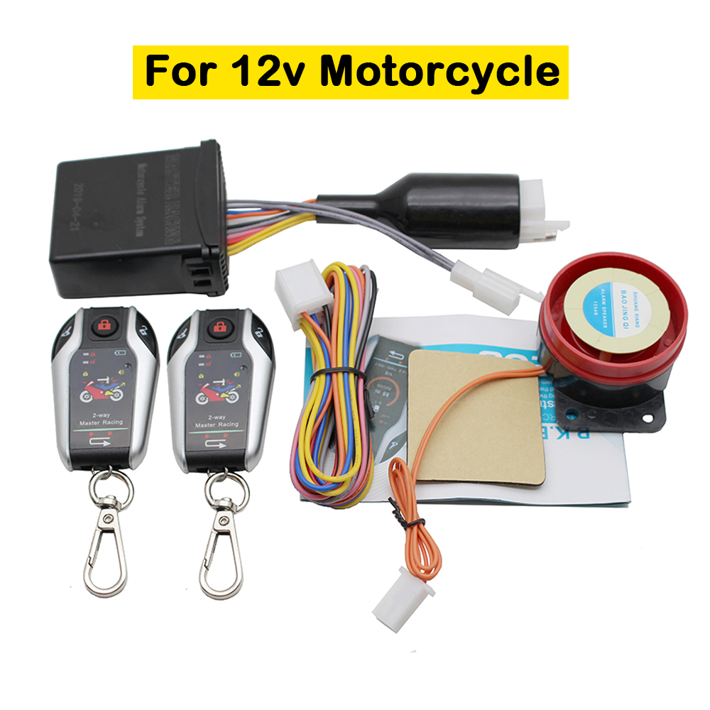 2 toveis motorsykkel alarm enhet tyverisystem scooter innbrudd vibrasjon alarm ekstern motor start 5 måler autolås: B 2 toveis