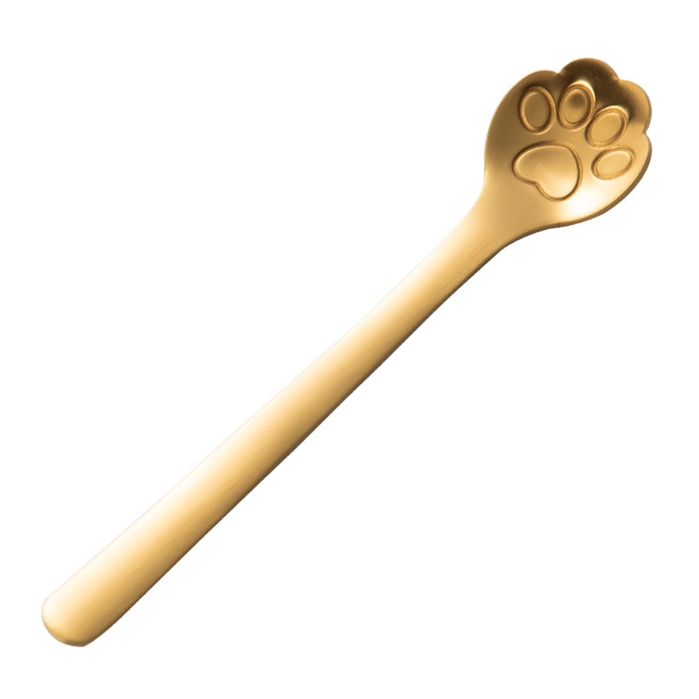 Rvs Gold Hond Kat Paw Claw Hollow Lepel Roeren Lepel Thee Koffie Dessert Lepels Leuke Keuken Gereedschap: GoldenNon Hollow